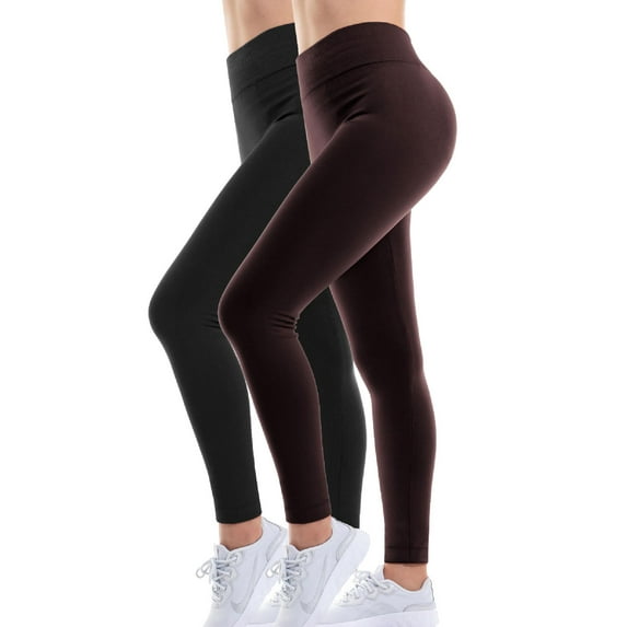 MixMatchy Women's Soft Fleece Lined High Waist Solid Leggings