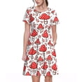thumbnail image 1 of Easygdp Amanita Red Mushroom para Vestido Transpirable de Mujer, Vestido Suelto de Manga Corta con Pliegues y Bolsillos para el Verano, 1 of 6
