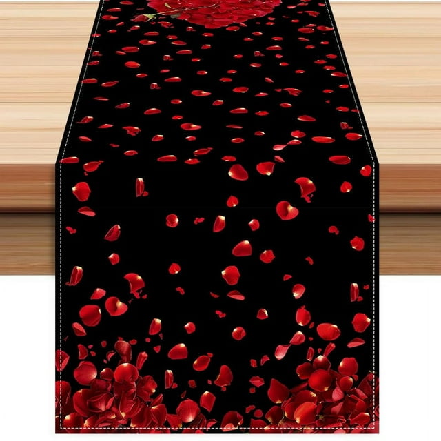 EGNMCR Drapeau de Table à Fleurs de la Saint-Valentin Fête de Vacances Cuisine Salon Nappe Décorative en Lin Impression Nappe de Table à Thé Nappe Nappe