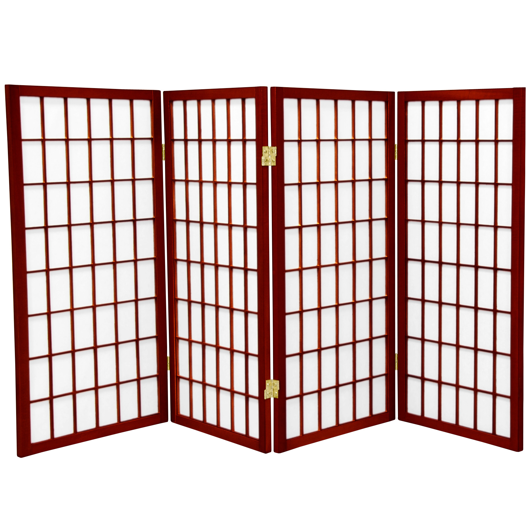 3 ft. Tall Classic Japanese Window Pane Lattice Privacy Screen - Rosewood - 4 Panels