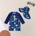 thumbnail image 4 of REDARER Boys Sea Life Print Rash Guard Set, One Piece Swimsuit with Matching Sun Hat for Beach,2-3 Years, 4 of 5