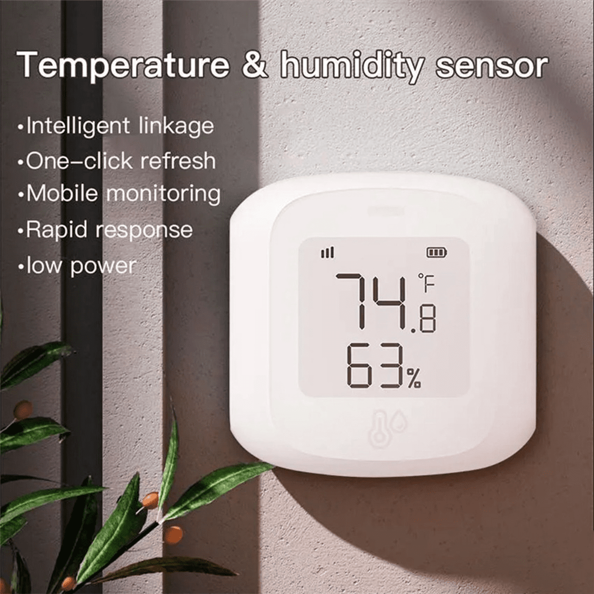 2X Tuya Smart Zigbee LCD Temperature and Humidity Sensor Wireless Detector Intelligent Linkage Support Home,2 x Temperature humidity sensor,White