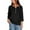 Black, variant on aidice T Shirts for Women Casual Notched V Neck 3/4 Length Sleeve Tops Button Comfy Fitting Shirts