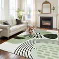 thumbnail image 3 of Area Rug for Living Room, Boho Geometric Non-Slip Indoor Large Carpet for Bedroom/Dining Room, Farmhouse Green Abstract Stripes Leaves Washable Low-Profile Rectangle Floor Runner Rugs - 5 x 7 Ft, 3 of 7