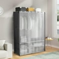 thumbnail image 5 of Portable Closet, Brochao Large Portable Wardrobe with 2 Hanging Aera & 4 Storage Shelves, Sturdy Clothes Storage Cabinet with Curtain for Living Room, Clothes Room, Black, 5 of 14