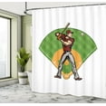 thumbnail image 4 of Ambesonne Baseball Shower Curtain, Athlete with Gloves Spikes, 69"Wx75"L, Fern Green Pale Orange, 4 of 4
