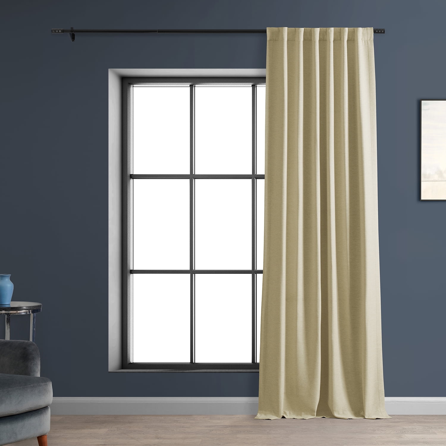 Half Price Drapes Candlelight Bellino Textured Faux Linen Room Darkening Curtains For Bedroom & Living Room Curtains(1 Panel), 50W X 84L