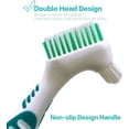 thumbnail image 2 of Juego de cepillos de limpieza para dentaduras postizas, cerdas multicapa y mango de goma ergonómico, para el cuidado de dentaduras postizas (púrpura y verde), 2 of 5