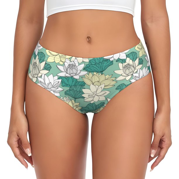 Balery Lotus Flower1 Ropa Interior de Algodón para Mujer con Dibujo – Braguitas Cómodas y Elásticas, Estilo Clásico-Small