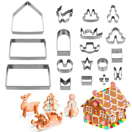Uarter 18-Pack Christmas Cookie Cutters Set Stainless Steel Cookie Cutting Molds Multi-shaped Cookie Mould Portable DIY Baking Tools,