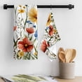 thumbnail image 3 of Red Blue Yellow Spring Floral Kitchen Towel Dish Cloths Set of 2, Microfiber Soft Kitchen Hand Towels, Blooming Summer Botanical Absorbent Quick Drying Dishcloths 18 x 28 Inches, 3 of 8