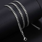 Hermah 3mm Mens Womens Silver Tone Curb Cuban Necklace Stainless Steel Chain 18-26inch