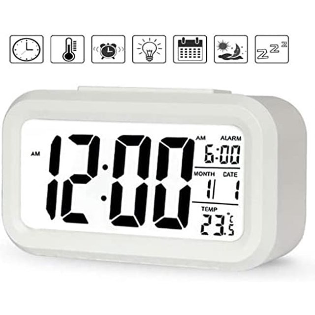 Número de despertador de temperatura LED blanco portátil
