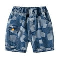 thumbnail image 2 of CYRBOKO Toddler Boys Denim Shorts, Summer Casual Loose Elastic Waist Jean Shorts Dark Blue Size 5 T, 2 of 9