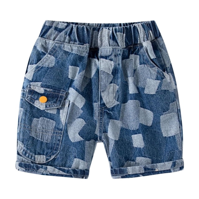 Odeerbi 2-7 Años Niños Pantalón Vaquero Bermuda de Verano Con Bloque de Color Pantalón Vaquero Vaquero Elástico