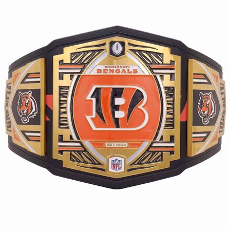 Cincinnati Bengals Championship Belt Metal Plates Hand-Tooled Leather Strap Adult Size Collectible Cincinnati Bengals Championship Belt Metal Plates Hand-Tooled Leather Strap Adult Size Collectible