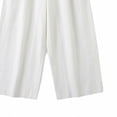 thumbnail image 4 of Women's Linen 2 Piece Outfits Dressy Ruffle Hem Tank Top and Wide Leg Capri Pants Summer Business Casual Sets, 4 of 5