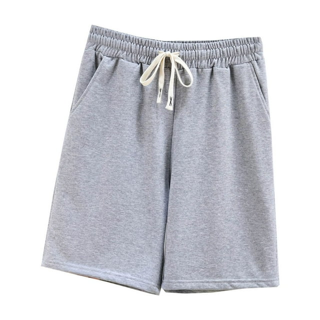 AherBiu Plus Size Womens Cotton Shorts Loose Fitting Oversized Drawstring Shorts with Pockets Casual Half Shorts