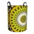 thumbnail image 2 of Balery Yellow Mandala Round Laundry Basket with Handles Waterproof Freestanding Laundry Hamper for Clothes Toys in the Dorm and Family-Small, 2 of 8