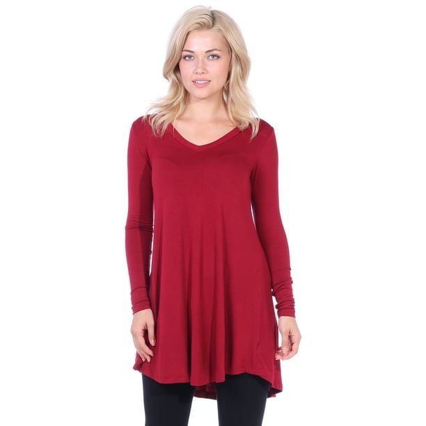 Extra Long Tunic Tops For Leggings Walmart Cut & Paste - Cut & Paste Women's V Neck Long Sleeve Tunic Top, Regular