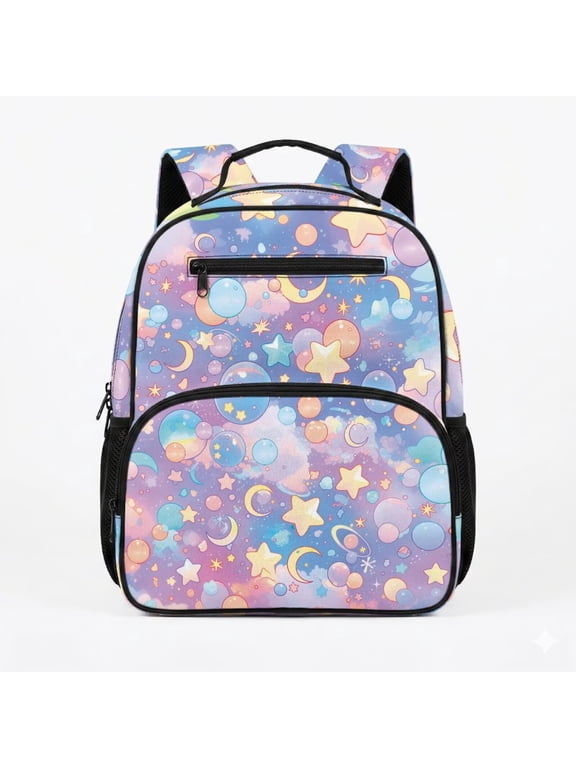 Psesaysky Bubble Planet Backpack for Toddler Kids Girls 3-5, Large Capacity Preschool School Bag, 13.5 Inch Waterproof Kindergarten Daypack with Padded Shoulder Straps