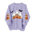 thumbnail image 4 of DIOAZUD Womens Halloween Sweatshirts Funny Ghost Graphic Pullovers Stretch Going Out Round Neck Long Sleeve Sweater Tops Halloween Costumes, 4 of 5