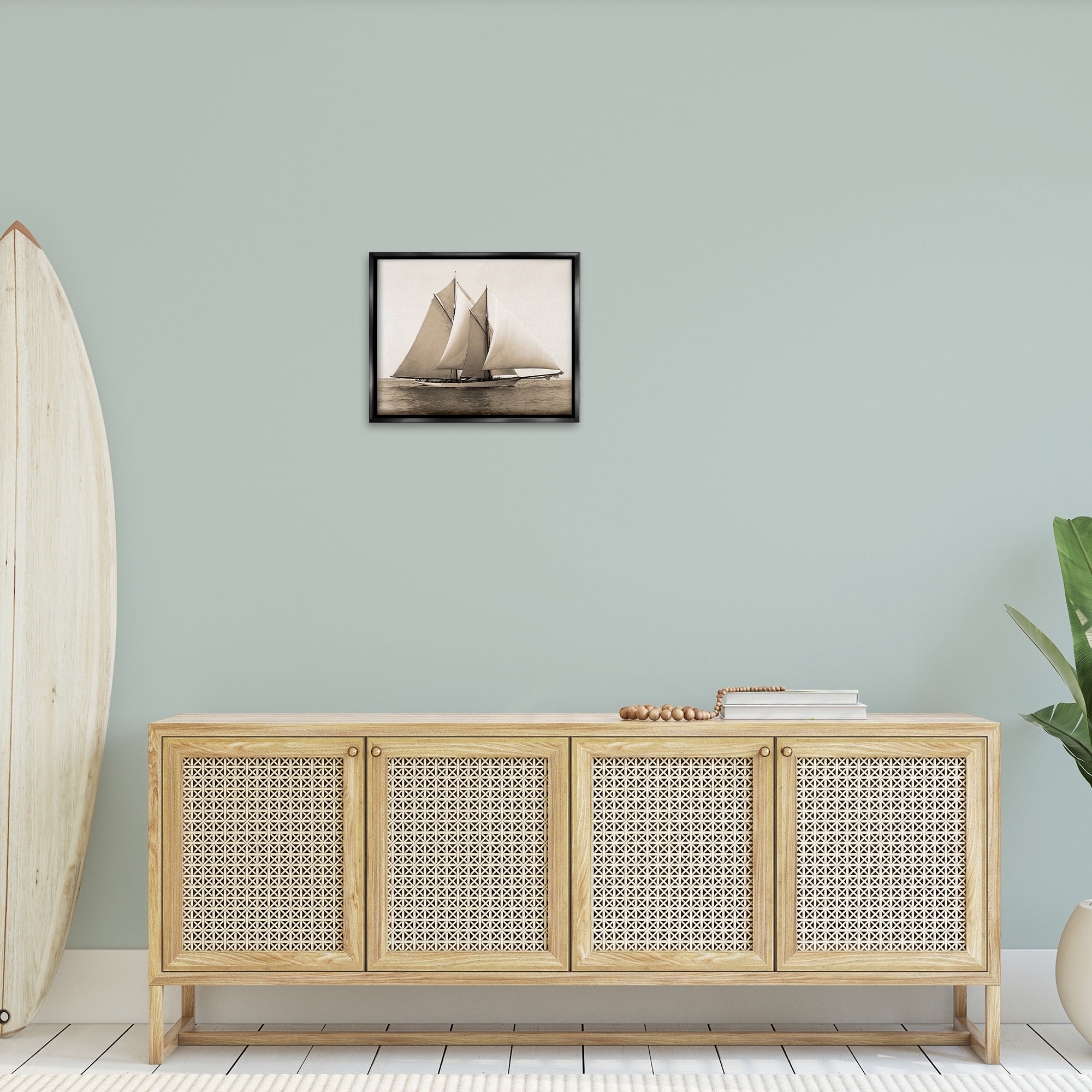 Stupell Industries Vintage Marine Ship Transportation Photography Black Floater Framed Canvas Art Print Wall Art, 21 x 17