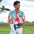 thumbnail image 3 of Honeii Tropical Flamingo Pool Float Print Polo Shirt, A Classic Short-Sleeved, Button-Down Golf Shirt for Men,Mens Polo Shirts Short Sleeve-Large, 3 of 6