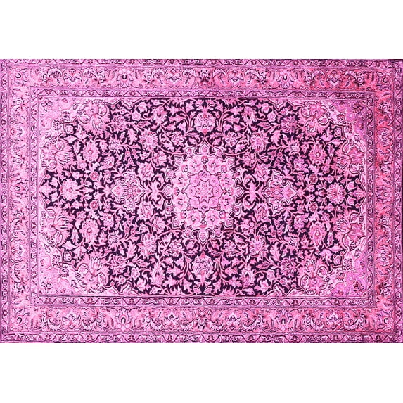 Ahgly Company Indoor Rectangle Medallion Pink Traditional Area Rugs, 7' x 9'