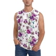 thumbnail image 1 of Fotbe Violets Flowers Men's Camiseta sin Mangas Estampada para Hombres, Playera Casual para Gimnasio, Entrenamiento, Playa-3X-Large, 1 of 7