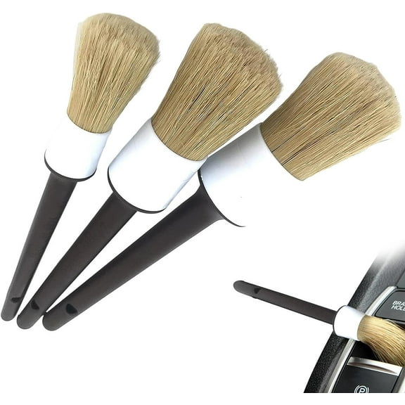 Car Detailing Brushes Interior - Ultra Soft Boars Bristles Car Detail Brush,Ultra Soft Detail Brush Clean Interior Or Exterior, Wheels, Tires, Engine Bay, Leather Seats, Car Detailing Kit Modgal