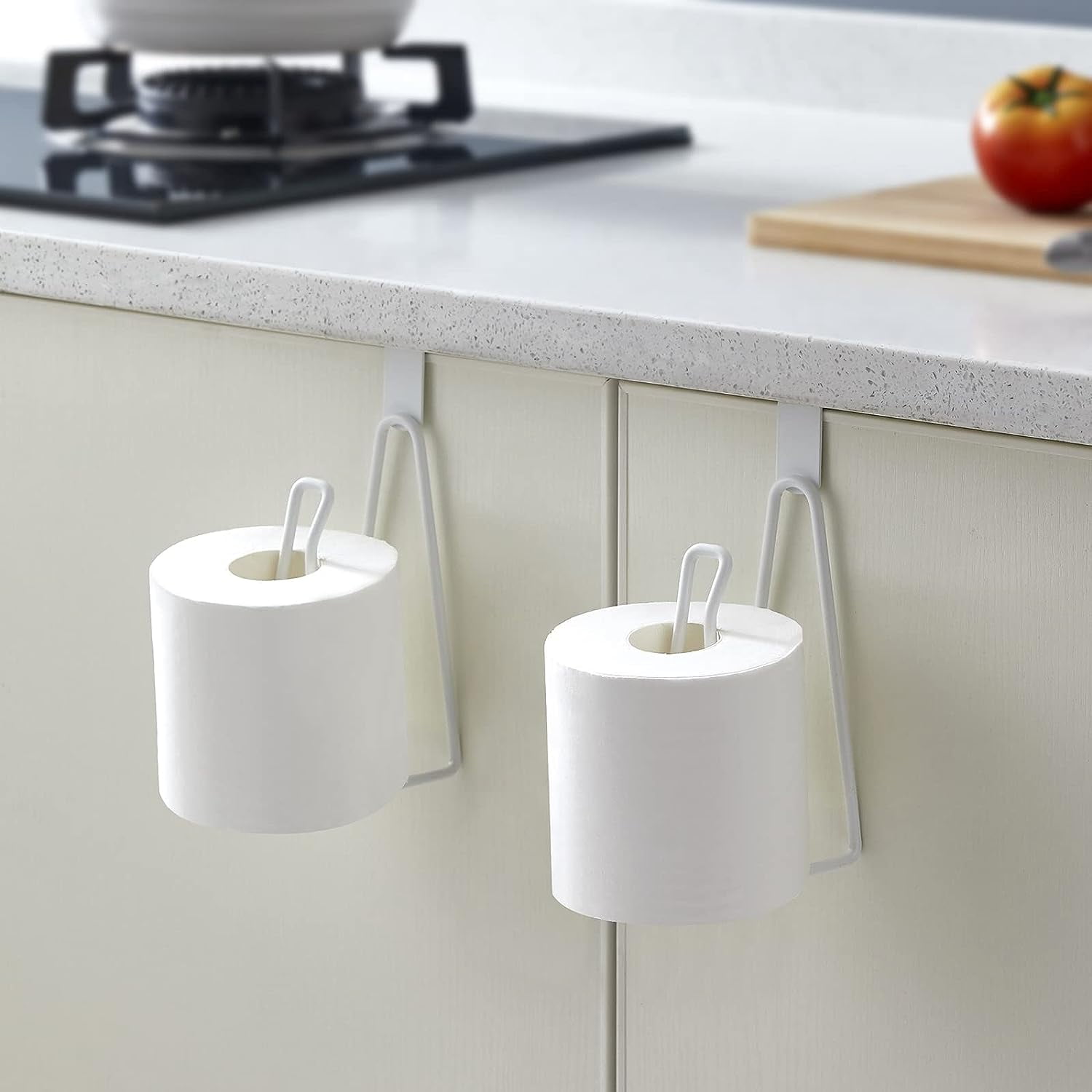RGHJAR-Toilet Paper Holder Stand, Over The Tank Toilet Tissue Roll Holder Dispenser Reserve for Bathroom Storage and Organization - White