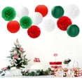 thumbnail image 4 of Red-Green White Party-Decorations Christmas Flowers Lanterns - 15PCS Italian Mexican Independence Day Paper Tissue Pom Poms Streamers,Mexico Italy Birthday Baby Shower Wedding Hanging Decor, 4 of 14