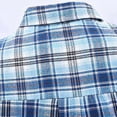 thumbnail image 3 of LNWUY Men's Flip Collar Shirts Cotton Long Sleeve Plaid Shirt Casual Fashion Button Up Shirts Jackets with Pockets Blue XXL, 3 of 8