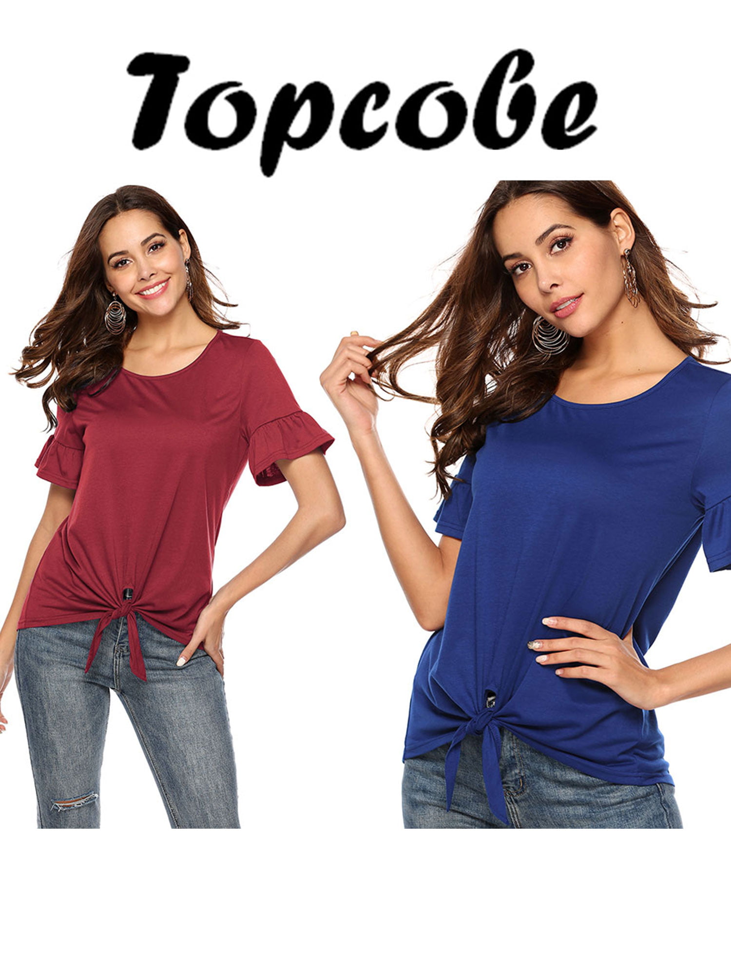 Dames Zipper encolure en V T-shirt tops blouse de loisirs sommets Blouse Summer 