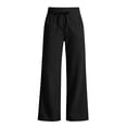 thumbnail image 4 of ClodeEU Women's Wide Waistband Drawstring Wide Leg Sweatpants,Casual Loose Trousers with Pockets Black,Women's Plus L, 4 of 7