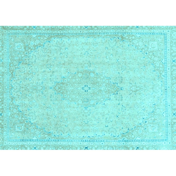 Ahgly Company Indoor Rectangle Abstract Light Blue Modern Area Rugs, 7' x 9'