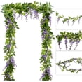 thumbnail image 1 of 4 flores colgantes de seda de 6.6 pies/pieza para el hogar, jardín, ceremonia al aire libre, arco de boda, decoración floral (púrpura claro), 1 of 5