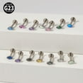 thumbnail image 6 of K-KED Opal Gem Flat Back Lip Studs Labret Monroe Tragus Helix Cartilage Earrings-NO 7-8MM, 6 of 9