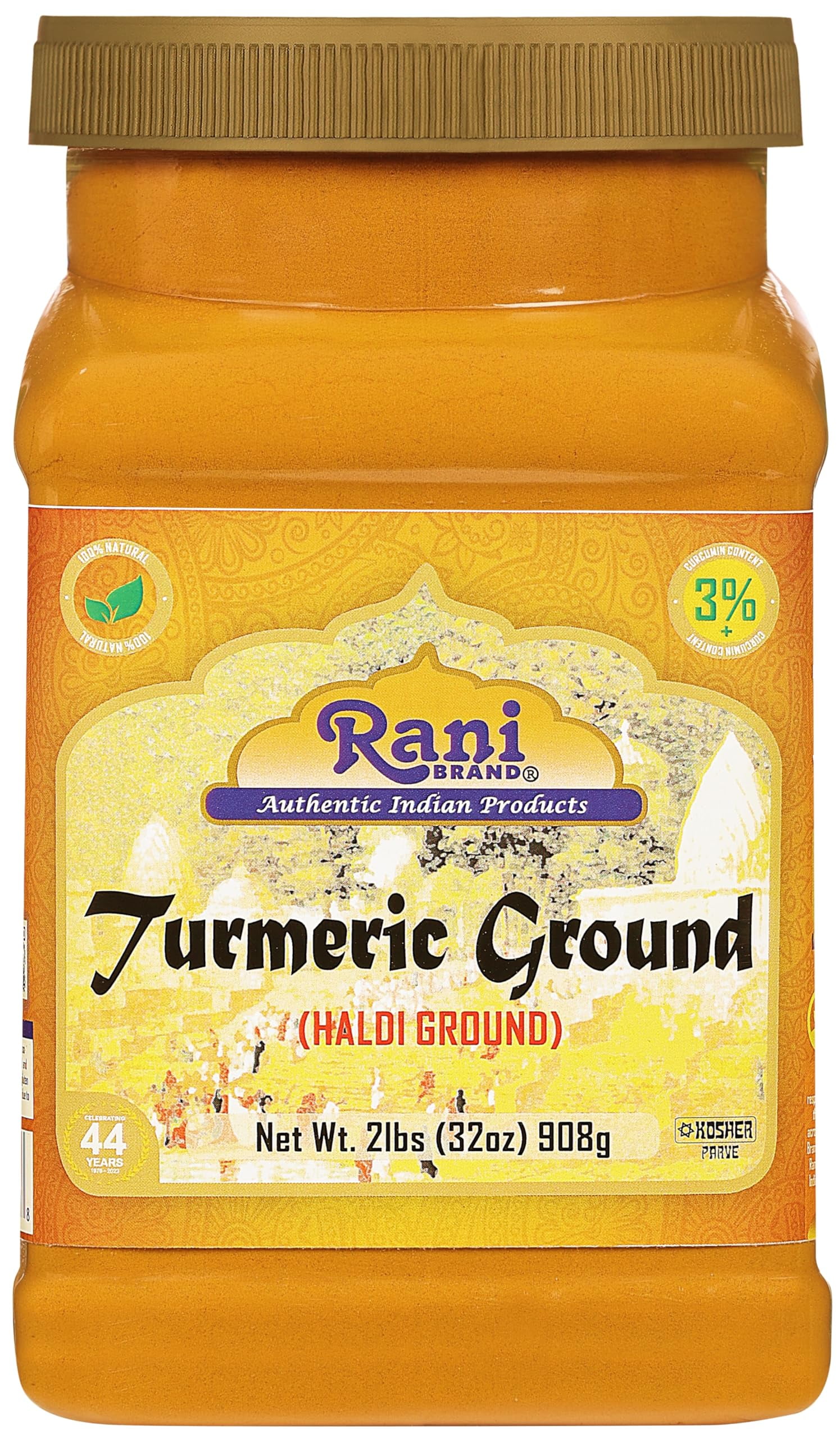 Rani Turmeric (Haldi) Root Powder Spice, (High Curcumin Content) 32oz (2lbs) 908g Bulk PET Jar, Pack of 12 ~ All Natural | 100% Pure, Salt Free | Vegan | Gluten Friendly | NON-GMO | Indian Origin