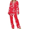 thumbnail image 3 of snilers Pajama Sets for Women 2 Piece Outfits Hearts Print Lounge Sets Fashion Long Sleeve Button Down Shirts and and Pj Pants Cute Pj Set Valentine's Day Clothes, 3 of 8