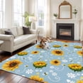 thumbnail image 2 of Blue Yellow Sunflower Area Rugs 5'x8', Washable Small Throw Rugs for Classroom Bedroom, Summer Botanical Farmhouse Floral Indoor Outdoor Rug Non-Slip Low Pile Carpet Runner Reversible Floor Mats, 2 of 8