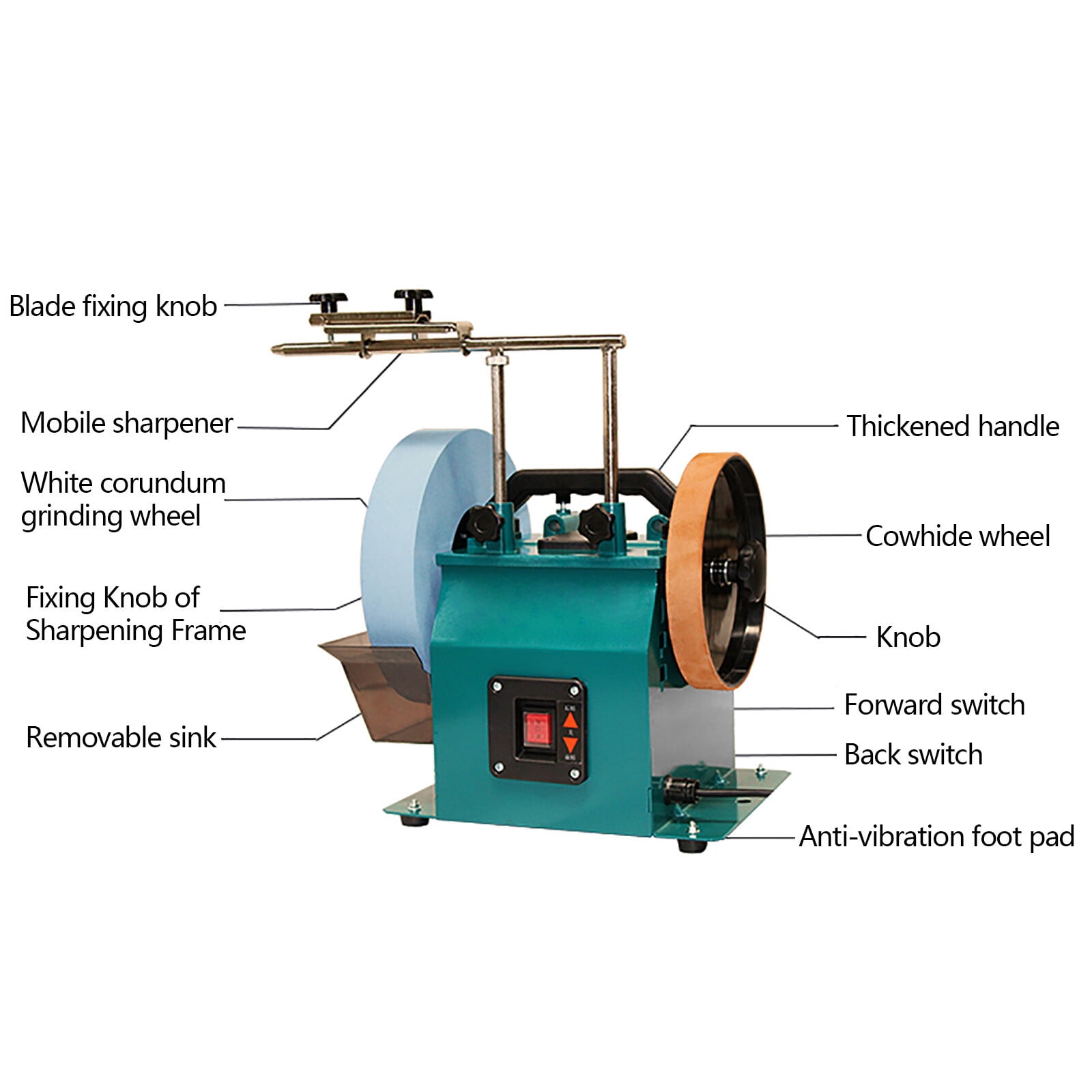 Electric Knife Sharpener Water-Cooled Grinder Bench Wet Stone Grinding Machine 110V 60Hz 240W 12.44*9.45*18.31in for Wood Turners, Wood Workers and Knife Makers