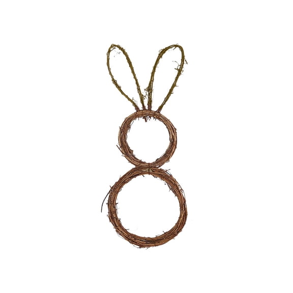 Easter Rattan Circle Bunny Wreath Shaped Vine Branch DIY Craft Wreath For Front Door Wall Holiday Decor