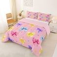 thumbnail image 2 of Manfei Watercolor Rainbow Bow Full Size Comforter Sets, Pink Love Heart Bedding Sets for Girls Women, Pink Reversible, 3-Piece, 2 of 6