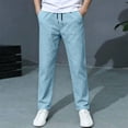 thumbnail image 2 of TGPMGRZ Boys Uniform Pants Elastic Waist Drawstring Summer Casual Chino Joggers Youth Kids Back to School Clothes, 2 of 8