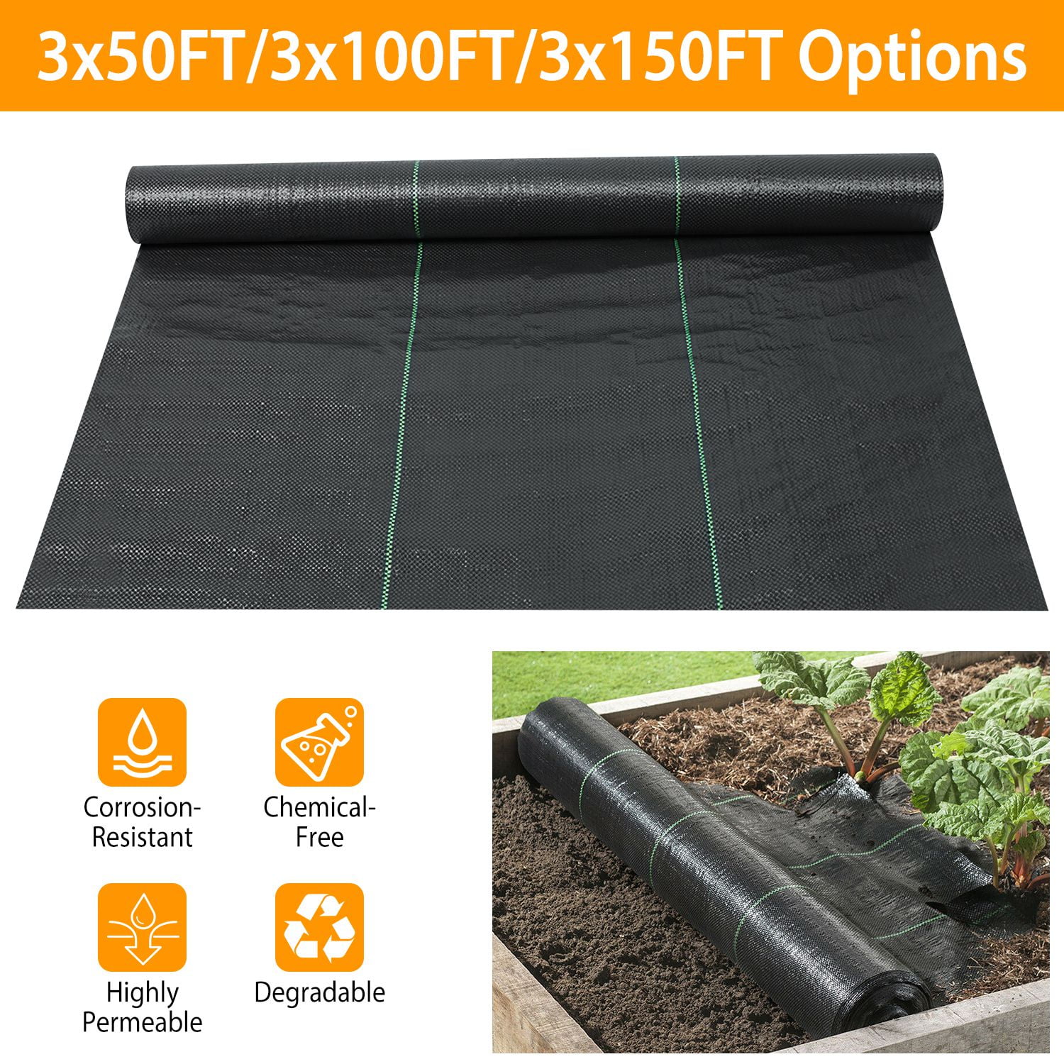 LakeForest Garden Weed Barrier Landscape Fabric Heavy Duty Ultra Thick