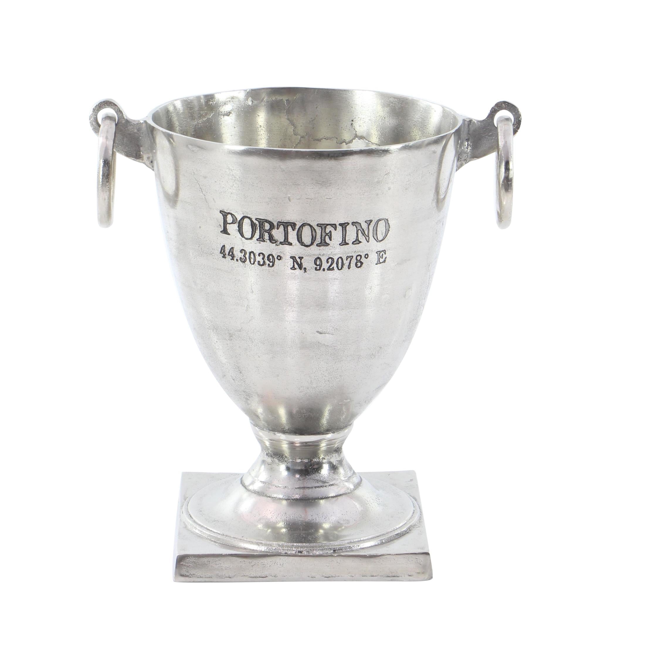 DecMode Round Aluminum Metal Champagne 2 Bottle Silver Ice Bucket