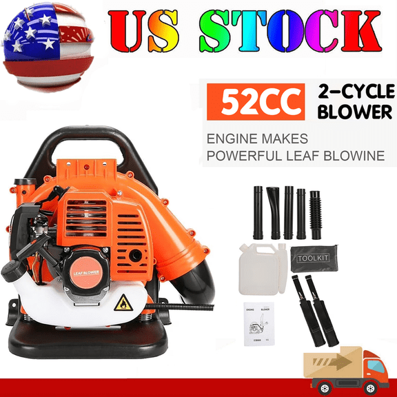 Seipouy 52CC Gas Backpack Leaf Blower 2-Stroke Enginee 550CFM 200MPH , 1.7HP ,Ergonomic Harness System,Low Vibration and Cruise Control Powerful Gas Blowers for Lawn Yard Care-Gifts for Dad