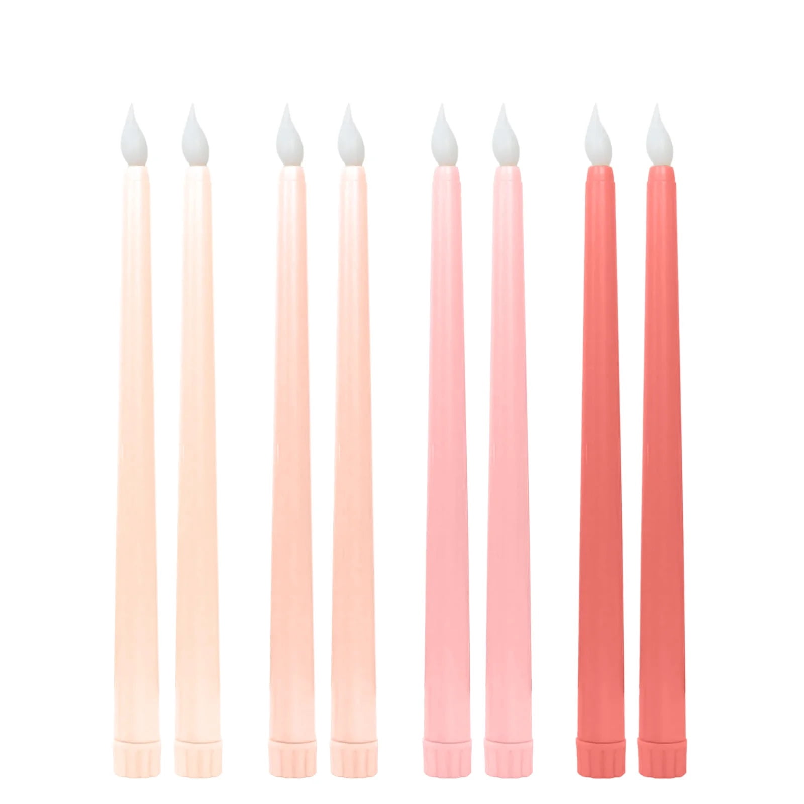 BalsaCircle 8 Pink 11" LED Mixed Taper Flameless Candles Lights Wedding Reception